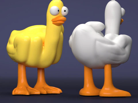 Duck Middle Finger 3D Print Model