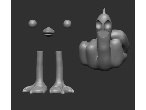 Duck Middle Finger 3D Print Model