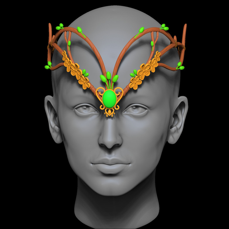 엘프 크라운 3D 프린트 모델 .c4d .max .obj .3ds .fbx .stl .blend 