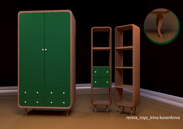 a set of furniture a wardrobe and shelving 3D-Modell .c4d .max .obj .3ds .fbx .stl .blend 