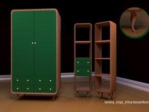 a set of furniture a wardrobe and shelving 3D Model