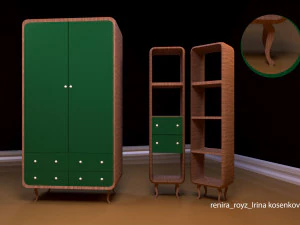komplet mebli szafa i regał Model 3D