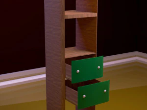 a set of furniture a wardrobe and shelving 3D Model