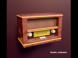 retro radio made of wood 3D Model