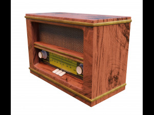retro radio made of wood 3D Model