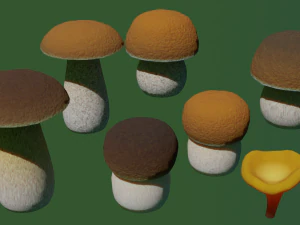 로우 폴리 버섯 팩 3D 모델