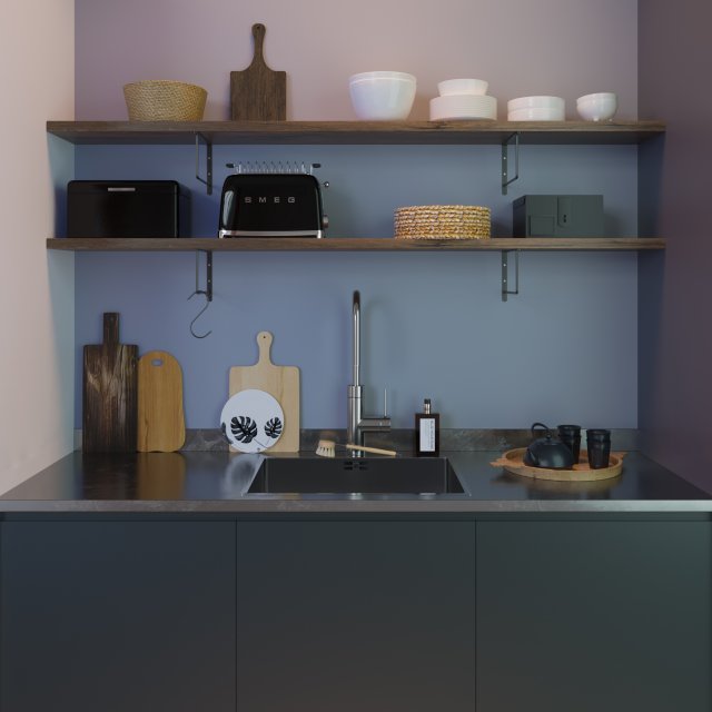 kitchen set 3D Model .c4d .max .obj .3ds .fbx .stl .blend 