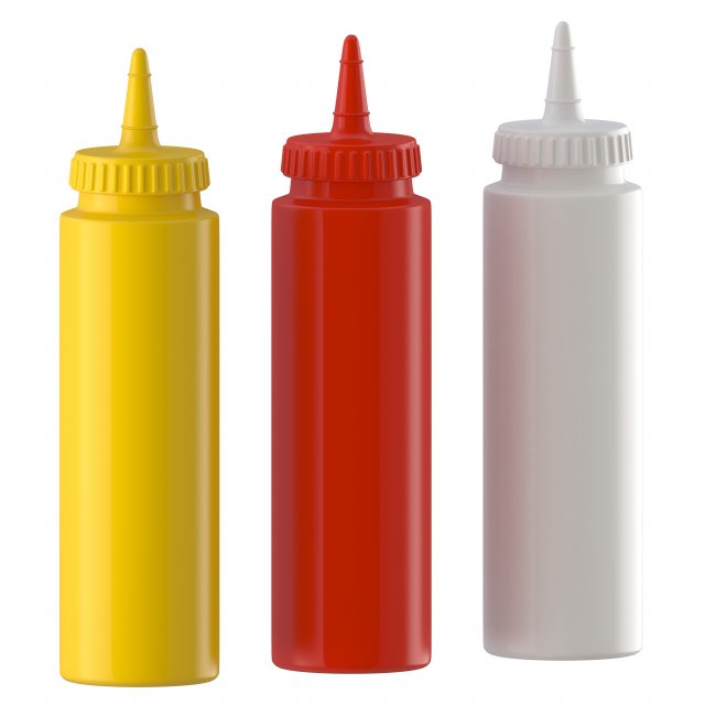 condiment bottles Model 3D .c4d .max .obj .3ds .fbx .stl .blend 