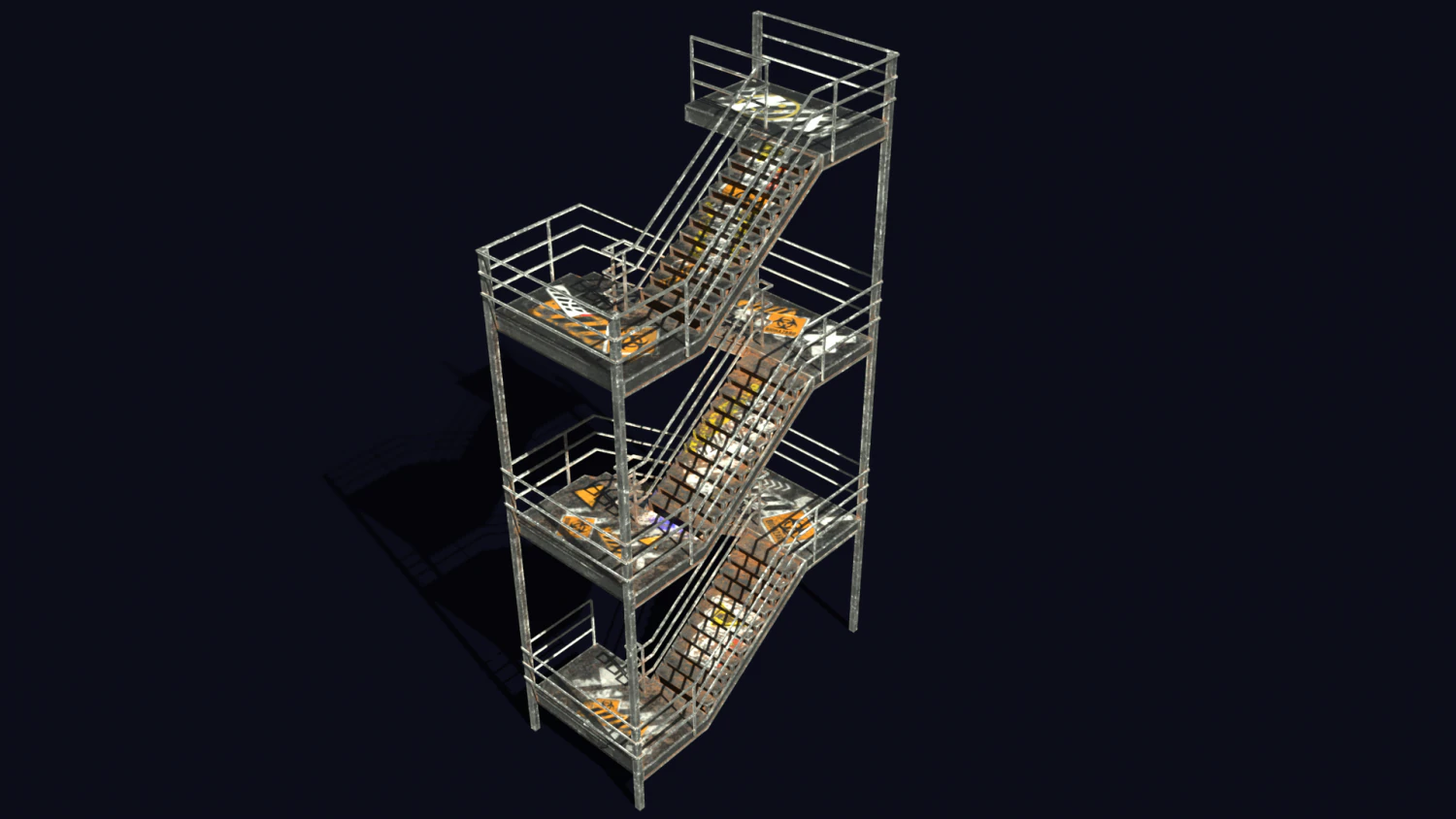 emergency fire exit stairs 3D Model .c4d .max .obj .3ds .fbx .stl .blend 