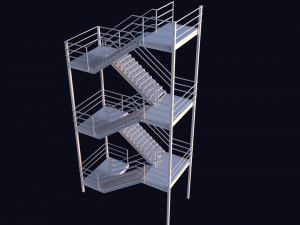emergency fire exit stairs 3D 모델