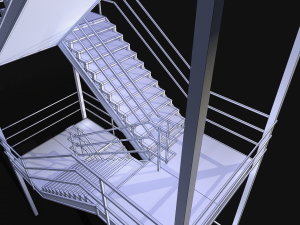 emergency fire exit stairs 3D 모델