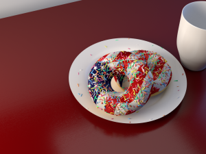 usa flag donut and mug Model 3D