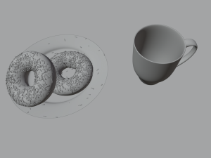 usa flag donut and mug Model 3D