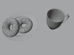 usa flag donut and mug 3D Model