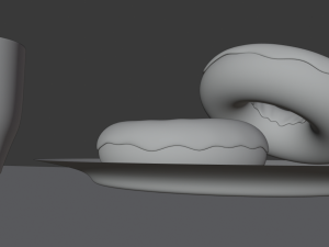 usa flag donut and mug Model 3D