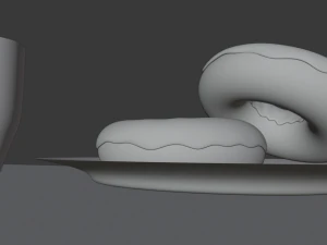usa flag donut and mug 3D Model