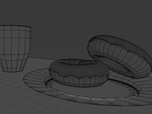 usa flag donut and mug 3D Model