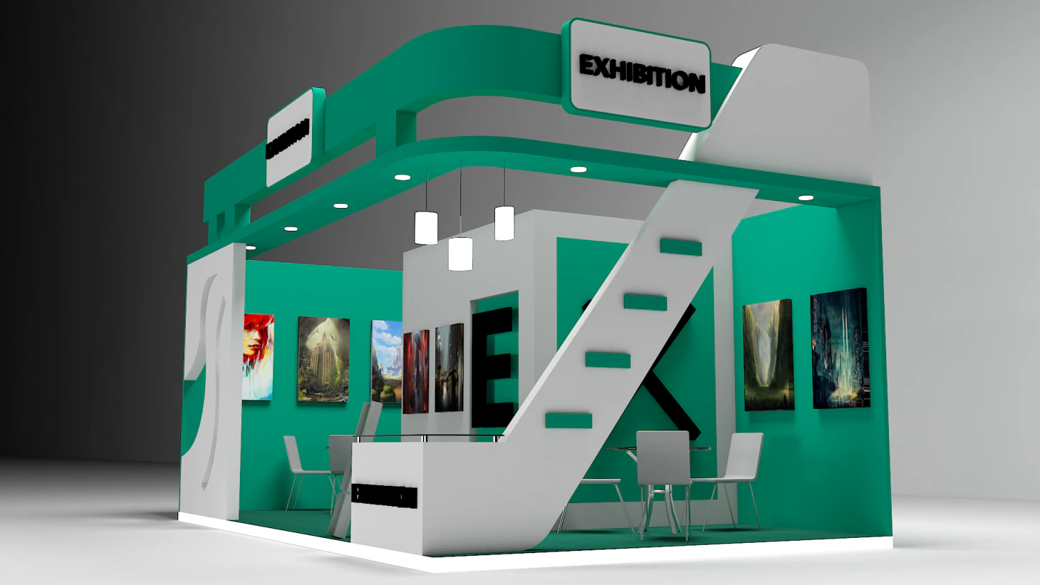 exhibition stall 3D Model .c4d .max .obj .3ds .fbx .stl .blend