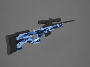 arctic warfare magnum blue camo sniper 3D Model