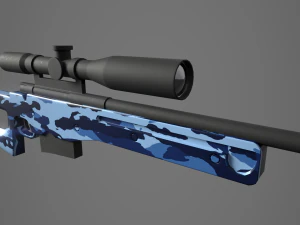 arctic warfare magnum blue camo sniper 3D Model