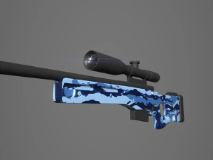 arctic warfare magnum blue camo sniper 3D Model