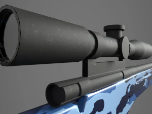arctic warfare magnum blue camo sniper 3D Model