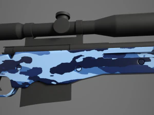 arctic warfare magnum blue camo sniper 3D Model