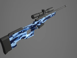 arctic warfare magnum blue camo sniper 3D Model