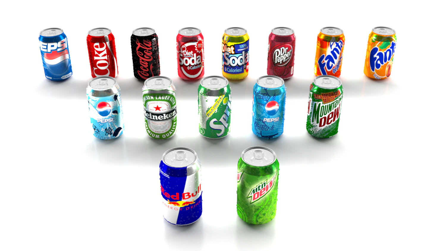 15 cans pack 3D Model .c4d .max .obj .3ds .fbx .stl .blend