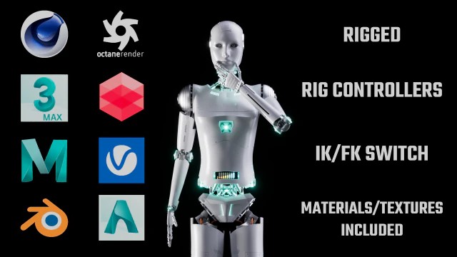 Robot Modelo 3D .c4d .max .obj .3ds .fbx .stl .blend 