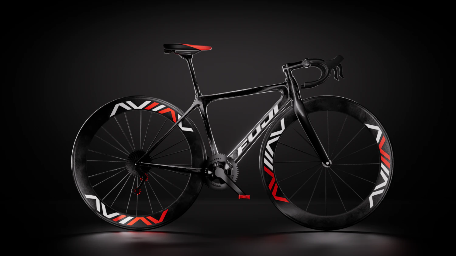 Fuji Red Black Bike 3D Model .c4d .max .obj .3ds .fbx .stl .blend 