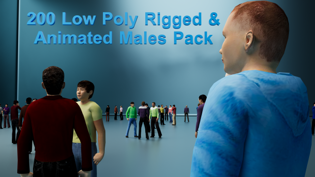 Low Poly Rigged Animated Males Pack - 200 Pieces Modèle 3D .c4d .max .obj .3ds .fbx .stl .blend 