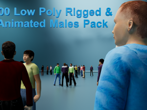 Low Poly Rigged Animated Males Pack - 200 Pieces 3D Model