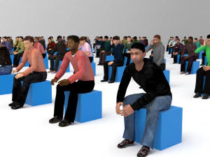 Low Poly Rigged and Animated Sitting Males Pack - 200 Pieces 3D Model