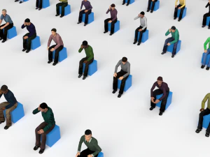 Low Poly Rigged and Animated Sitting Males Pack - 200 Pieces 3D Model
