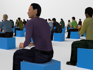 Low Poly Rigged and Animated Sitting Males Pack - 200 Pieces Model 3D