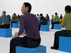 Low Poly Rigged and Animated Sitting Males Pack - 200 Pieces 3D Model