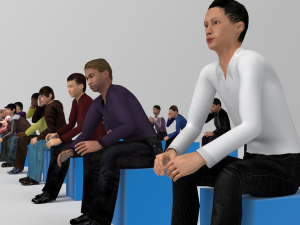 Low Poly Rigged and Animated Sitting Males Pack - 200 Pieces Model 3D