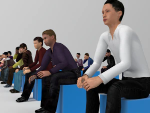 Low Poly Rigged and Animated Sitting Males Pack - 200 Pieces 3D Model