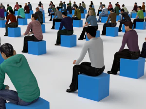 Low Poly Rigged and Animated Sitting Males Pack - 200 Pieces 3D Model