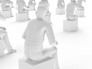 Low Poly Rigged and Animated Sitting Males Pack - 200 Pieces 3D Model
