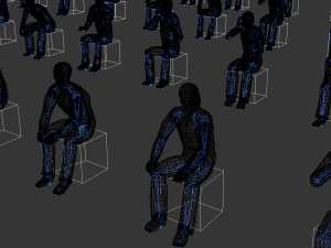 Low Poly Rigged and Animated Sitting Males Pack - 200 Pieces Model 3D