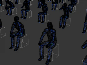 Low Poly Rigged and Animated Sitting Males Pack - 200 Pieces 3D Model