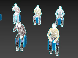Low Poly Rigged and Animated Sitting Males Pack - 200 Pieces 3D Model