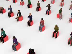 Low Poly Rigged and Animated Sitting Females Pack - 200 Pieces 3D Model