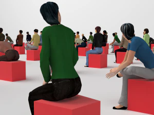 Low Poly Rigged and Animated Sitting Females Pack - 200 Pieces 3D Model