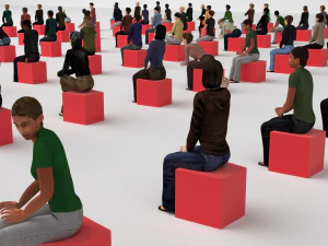 Low Poly Rigged and Animated Sitting Females Pack - 200 Pieces 3D Model