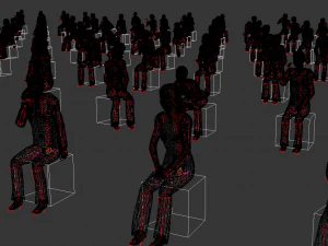 Low Poly Rigged and Animated Sitting Females Pack - 200 Pieces 3D Model