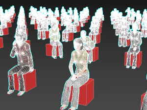 Low Poly Rigged and Animated Sitting Females Pack - 200 Pieces 3D Model