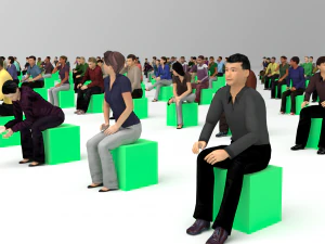 Low Poly Rigged and Animated Sitting People Pack - 200 Pieces 3D Model